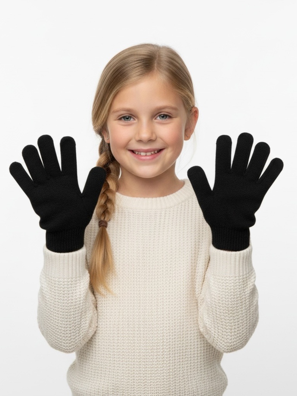 Children’s Black Sweater Gloves